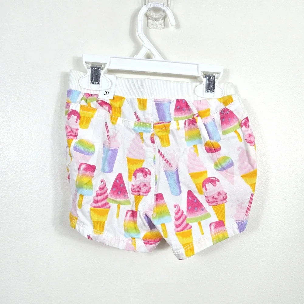 Childrens Place Girls White Rainbow Ice Cream Summer Shorts 3T‎ NEW Whimsical